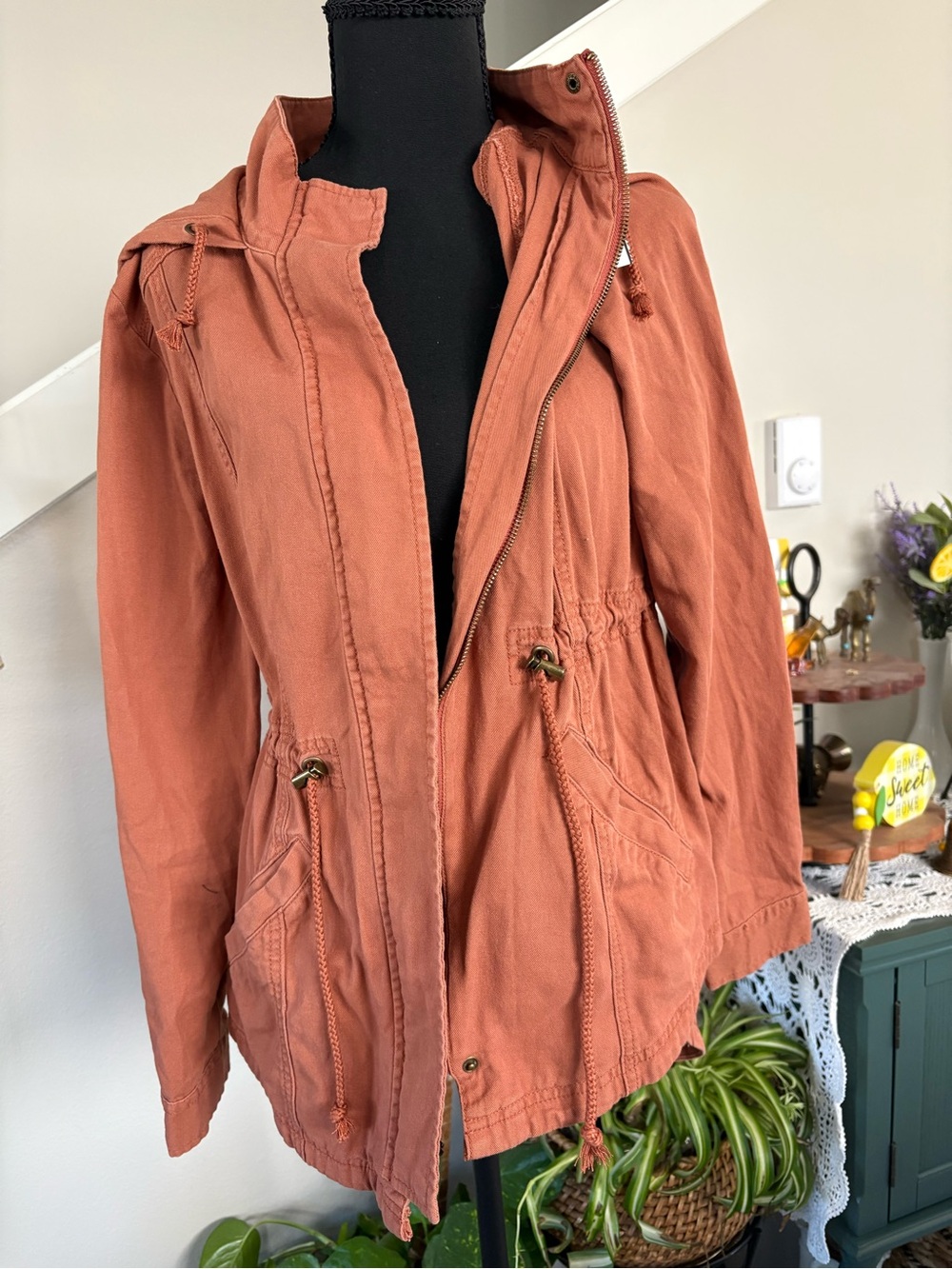 Maurices Rust Orange Hooded Utility Jacket